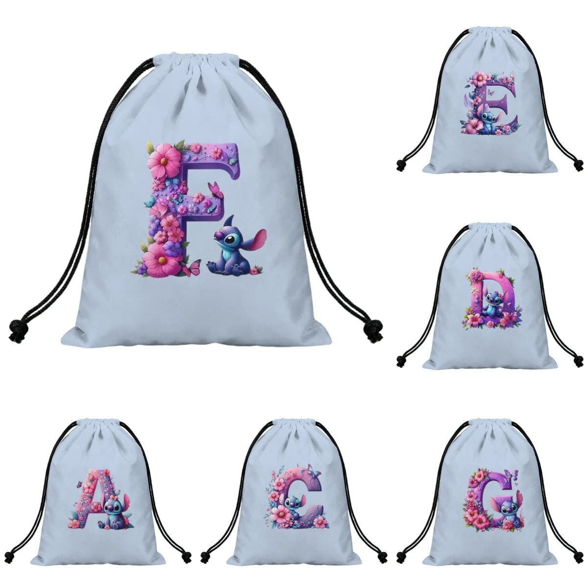 Drawstring Gym Bag - Sac à cordon imprimé fleurs alphabet